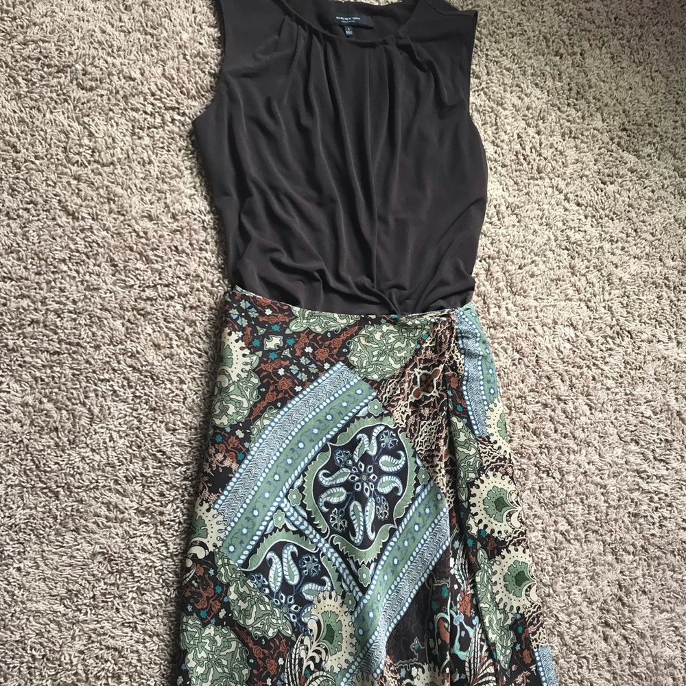 Andrew Marc brown top and paisley skirt SOLD